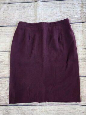 Vintage Jones New York 100% Wool Purple Pencil Skirt Size 8 Office Career 90's
